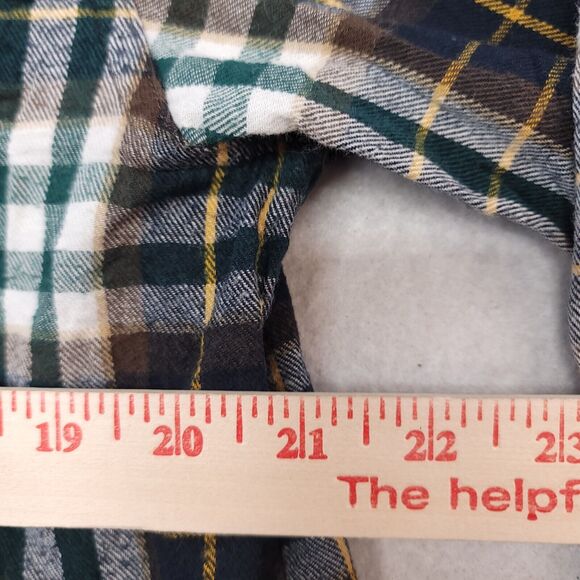 Blue Mountain Tartan Flannel Long Sleeve Button Up Shirt Mens Size L Brown Green - Picture 8 of 10